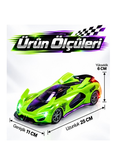 Oyuncak Uzaktan Kumandalı Buharlı Araba Aerodinamik Spoiler Ve Kanatçıklı Led Işıklı Dahili Şarjlı Park Simülasyonlu Drift Araba Yeşil