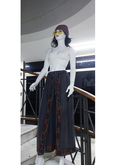 Eren Style Otantik Nakış İşlemeli Harem Şalvar Pantolon Antrasit