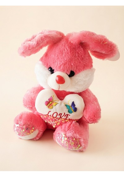 Peluş Pullu Tavşan-50 Cm Koyu Pembe