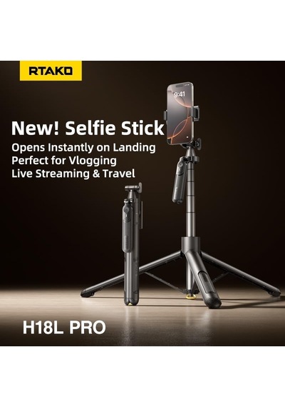 170 Cm Otomatik Açılan Profesyonel Tripod, 360 Kademesiz Dönüş Özellikli, Ultra Geniş Açı Destekli, 1/4 Vida Girişli, Titreşim Önleyici Stabil Telefon Ve Kamera Tripodu 430gr H18 Pro
