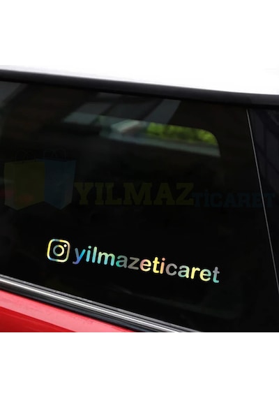 Kişiye Özel İnstagram Hologram Motosiklet Oto Sticker Etiket 2 Ad