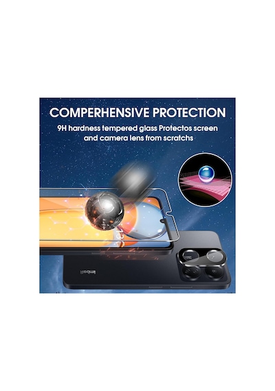 Xiaomi Redmi 13c Uyumlu Nano Ekran Koruyucu Ve Kamera Lens Koruyucu Cam 2in1 Set