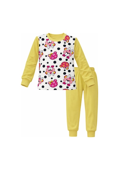 Kız Çocuk Pamuklu Desenli Pijama Takımı 6068-12 Sarı01 Sarı01