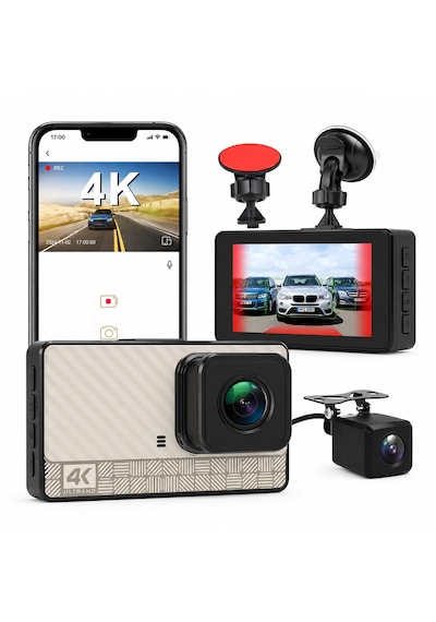 Onezero 1153 4k Uhd Ultra Gece Görüşlü Wi-fi Araç Kamera Seti Ön 4k + Arka 1080p Kamera, 3" Ips Ekran, Adas & Bsd Sürüş Asistanı