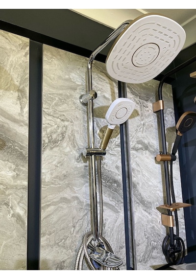 İsaoğlu Yapı Gold Beyaz Çift Renk Tepe Yağmurlama Ve Banyo Bataryası Seti Beyaz Robot Duş Seti Beyaz Duş Başlığı Beyaz