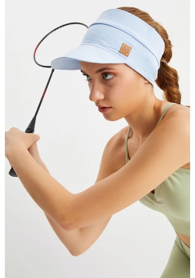 Kadın Uv Korumalı Katlanabilir Üstü Açık Yumuşak Siperli Pamuklu Penye Tenis Vizör Şapka - Tek Ebat / Bebe Mavi Bebe Mavi