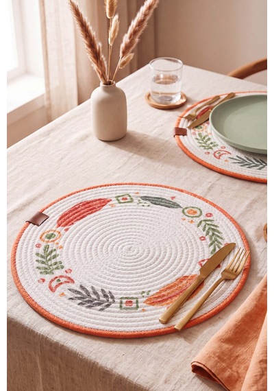 Botanik Pamuklu Hasır Supla 32x32 Cm Çok Renkli