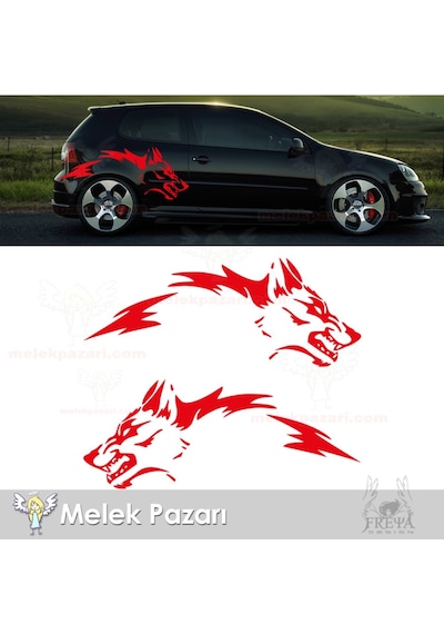 Kurt Yan Gövde Oto Sticker. Kurt Çamurluk Üstü Araba Sticker