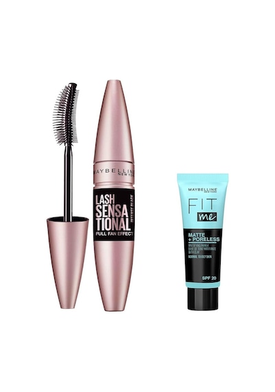 Maybelline New York Lash Sensational Yelpaze Etkili Intense Black Maskara - Ekstra Siyah 9.5 Ml &amp Mini Fit Me Matte Diğer