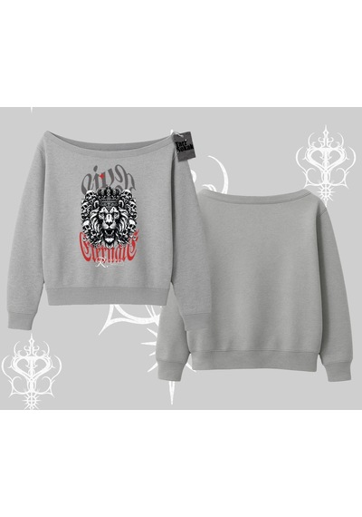 Startmore Kayık Yaka Sweatshirt Crowned Lion Rock Authority Myth Gri