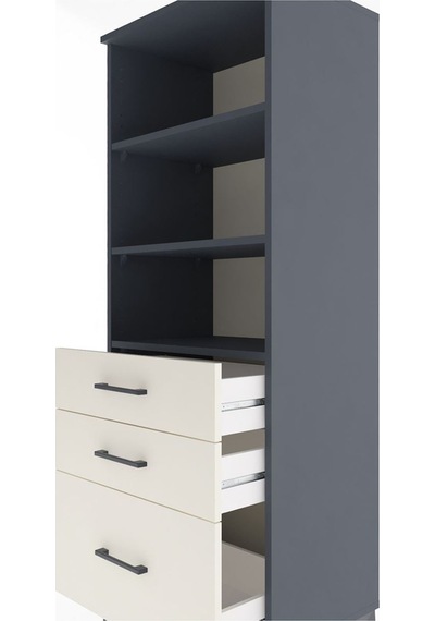 Hyperion Dolap 3 Raflı 3 Çekmeceli 60x44x163 Antrasit-aytaşı Antrasit