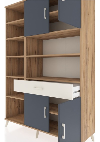Hyperion Dolap 10 Raflı Tek Çekmeceli 4 Kapaklı 132x44x195 Çam-antrasit/aytaşı Antrasıt/aytası Hyperion Dolap 10 Raflı Tek Çekmeceli 4 Kapaklı 132x44x195 Çam-antrasit/aytaşı Antrasıt/aytası