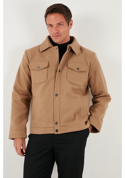 Buratti Slim Fit Ceket Yaka Astarlı Kaşe Erkek Kaban 58400347 Camel
