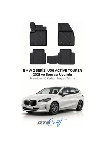 Otocraft Bmw 2 Serisi U06 Active Tourer 2021+ Araca Özel 4d Karbon Oto Paspas Havuzlu Tam Set