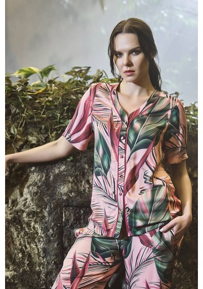 Monamise Kadın Vişne Kısa Kollu Pijama Takım 21034 VISNE