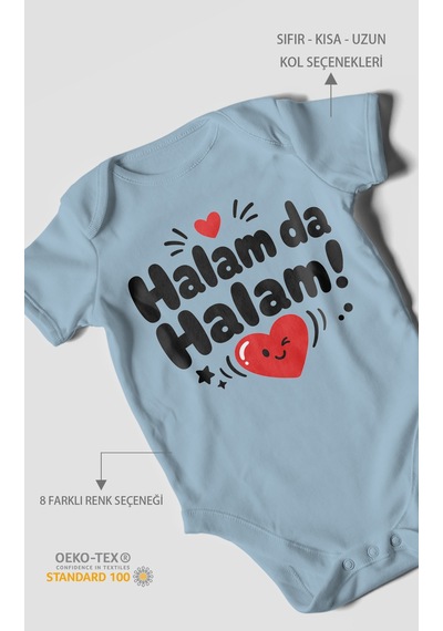 Morivokids Halam Da Halam Kısa Kollu Bebek Body %100 Pamuk Bebe Mavisi