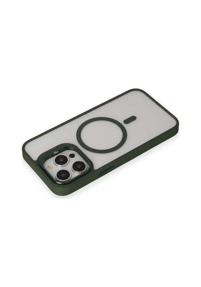 İphone 15 Pro Max Kılıf Roblox Lens Magsafe Standlı Kapak - Koyu Yeşil
