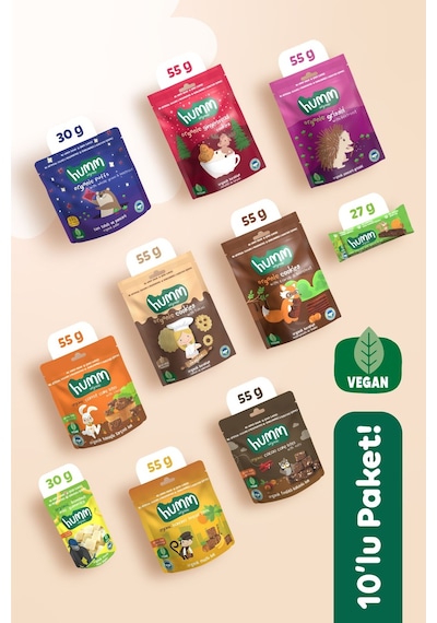 Hummorganic Organik Vegan Tatlı & Tuzlu Atıştırmalık Paketi - 10 adet (10 çeşit)