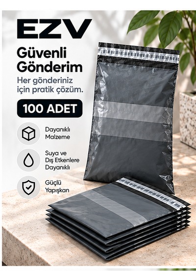 Gri Cepli Kargo Poşeti 25x30+5 Cm 100 Adet