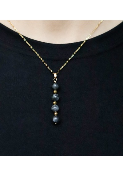 Doğal Taş Labradorit Doğal Taşlı Kadın 4 Taş Çelik Zincirli Sezgi Ve Denge Kolye Euk56lbt Gri