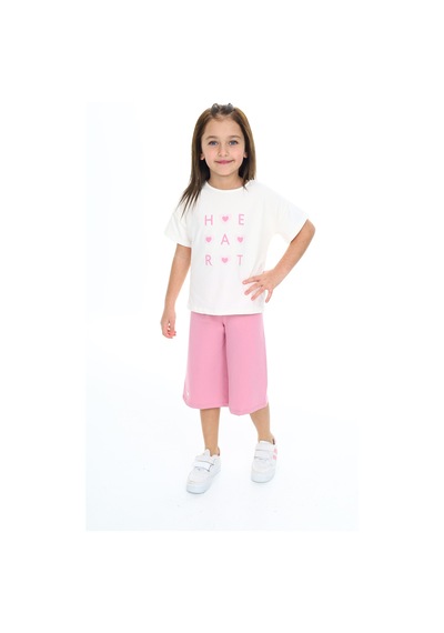Toontoy Kids Toontoy Kız Çocuk Garnili Heart Baskılı Kaprili Takım Gül Kurusu