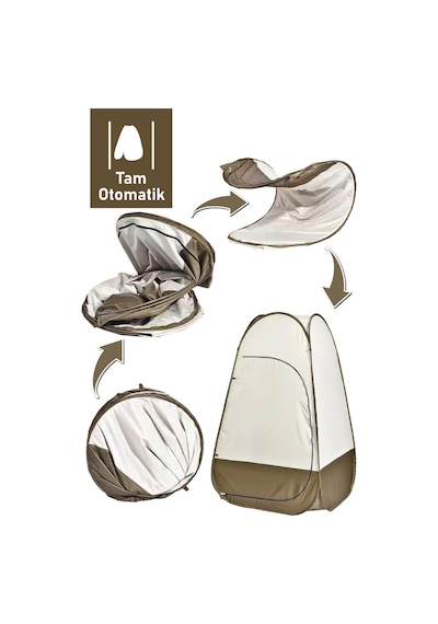 Otomatik Kamp Çadırı -kabin Çadır - Duş / Giyinme / Kamp Tuvalet Çadırı 115x115x190 Bej