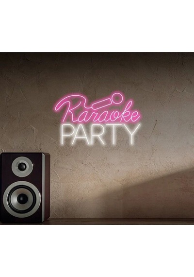 Karaoke Party Yazılı Neon Tabela Pembe