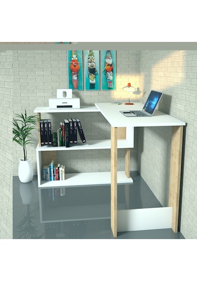 Emkawood Emkawood Desire Fonksiyonel Çalışma Masası Beyaz  -  Meşe