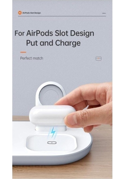 3ın1 Apple Uyumlu iPhone  Watch  Magsafe Kablosuz Şarj Cihazı Beyaz Ch-7060