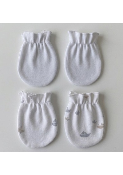 Bistyle 2li Eldiven Little Boats Ekru-gri Mavi