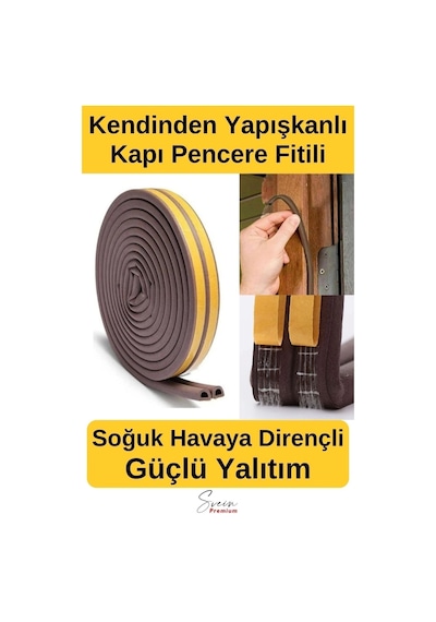 Fitil Kapı Ve Pencere Soğuk Izolasyon Bandı Fitili Kendinden Yapışkanlı Kauçuk Yalıtım Bant 2x10 Diğer