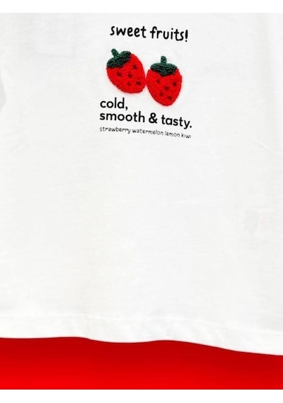 Cantoy Kız Çocuk Pamuklu Punch İşlemeli T-shirt-15119 Beyaz