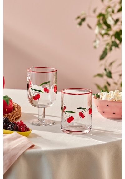 Karaca Desenli Meşrubat Bardağı 420 Ml Kırmızı