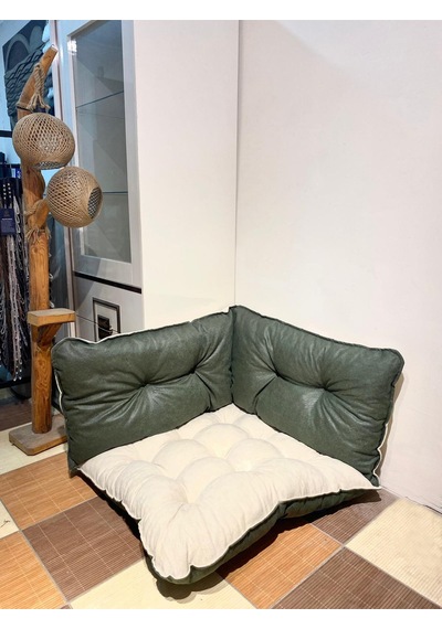 Yer Minderi Çift Taraflı Köşe Minder Renkli Minder Haki