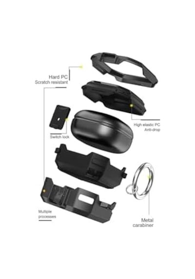 Caseonn Kılıf Güvenlik Kilitli Military Tank Siyah Siyah Galaxy Buds Fe - Buds Core İle Uyumlu