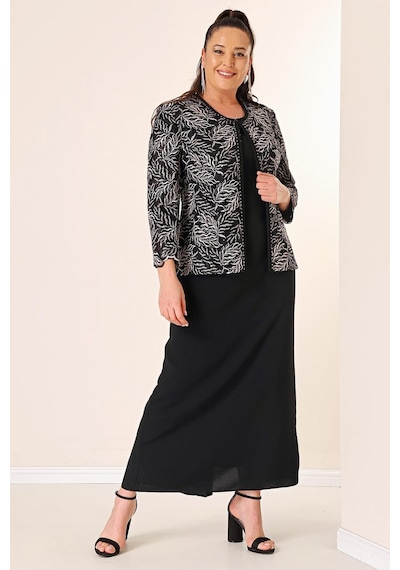 By Saygı Yakası Boncuk Nakışlı Uzun Elbise Boncuk Pul Nakışlı Ceket Astarlı Büyük Beden 2'li Takım-35349-pudra Pudra By Saygı Yakası Boncuk Nakışlı Uzun Elbise Boncuk Pul Nakışlı Ceket Astarlı Büyük Beden 2'li Takım-35349-pudra Pudra