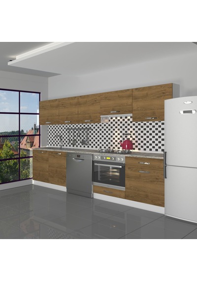 Decoraktiv Elite 280 Ankastre Fırın Modüllü Mdf Hazır Mutfak Dolabı - Tezgah Dahil - Naturel Pera Meşe