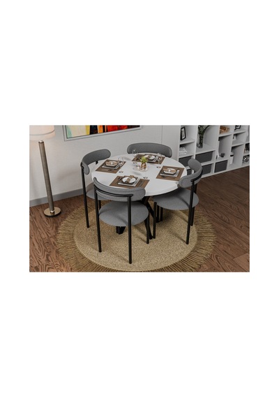 İdeal Home Tedy Beyaz Masa Sandalye Takımı Beyaz İdeal Home Tedy Beyaz Masa Sandalye Takımı Beyaz