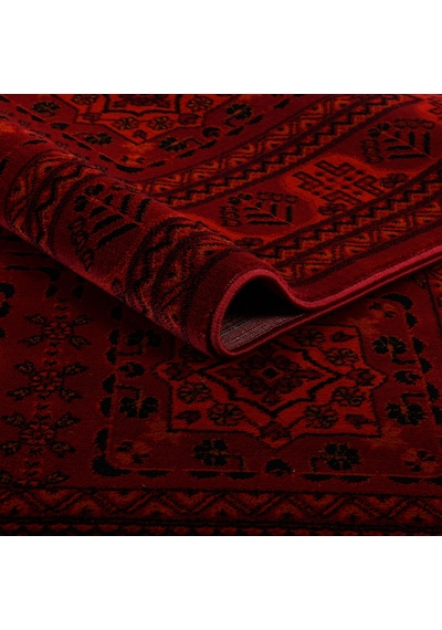 Afgan Türkmen Otantik Desenli Dokuma Kırmızı Oturma Odası Salon Mutfak Halısı 7143h Zs77 Kırmızı