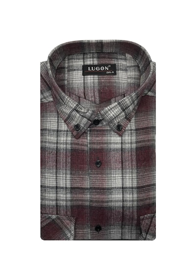 Classics Men Kaşmir Büyük Beden Klasik Çift Cepli Erkek Gömlek - 7394 Bordo