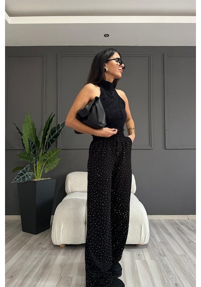 Style Of Style Taşlı Modal Pantolon Siyah Siyah