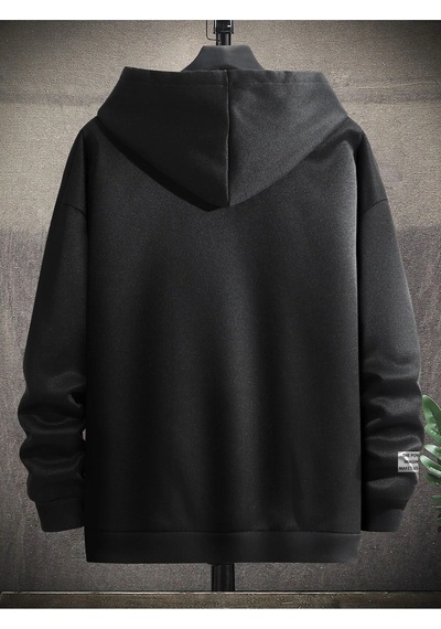 Startmore Manfinity Hypemode Slogan Graphic Kangaroo Pocket Drawstring Hoodie Siyah Siyah