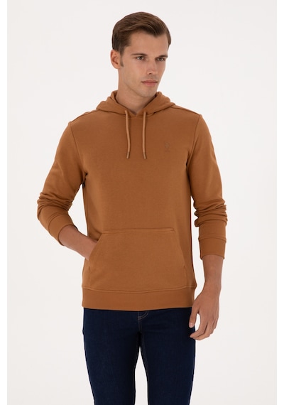 U.S. Polo Assn. Erkek Regular Fit Kapüşonlu Camel Basic Sweatshirt 50313720-VR233