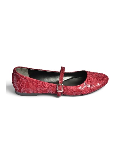 Fox Shoes Z726232704 Bordo Kumaş Bantlı Kadın Babet