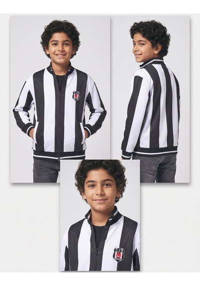 Beşiktaş Orijinal Lisanslı Siyah-beyaz Çocuk Sweat