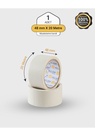 6 Adet Maskeleme Bandı 48mm X 20mt Kağıt , Boya Ve Dekorasyon Bandı