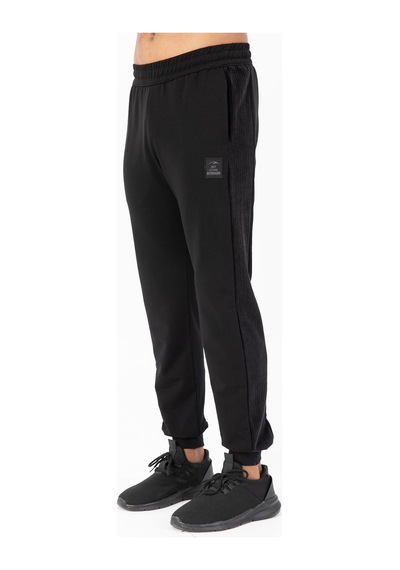 Maraton Sportswear Regular Erkek Ribana Paça Basic Siyah Eşofman Altı 21806 Siyah