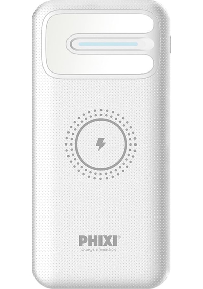 Phixi Basic PW11 10.000 mAh Wireless Şarj Çift Çıkışlı Led Göstergeli Powerbank Beyaz