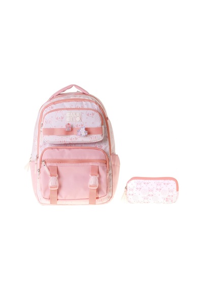 Calacilo Pleasant Kız Çocuk Kedi Baskılı Okul Sırt Çantası Ve Kalemlik Seti - Setcc-c4050c Pembe
