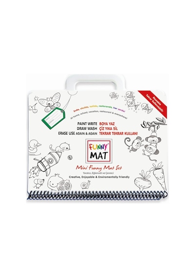 19x26 Cm Mini Eğitim Matı, 1 Sayfa Eğlenceli Tasarım 124-Pembe